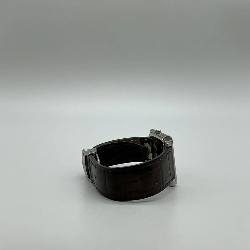 Visage Womens Watch 29mm Black Square Dial Brown Leather Band New Battery